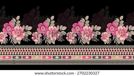 Seamless digital Textile Boder and neck design 