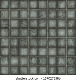 Seamless digital texture of an old wall or floor of damaged and grungy glass blocks bricks. For large format printing, commercial decoration, theming, set design, mapping, matte painting, etc. 
