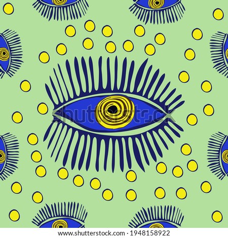 Seamless doodle colored magic eye. Hand drawn.  
