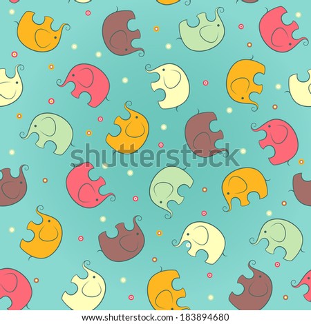 Seamless elephant kids patterned background