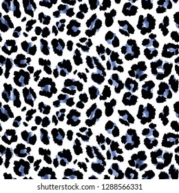 Seamless Endless Hand Painting Watercolor Abstract Leopard Animal Skin Pattern Isolated Background