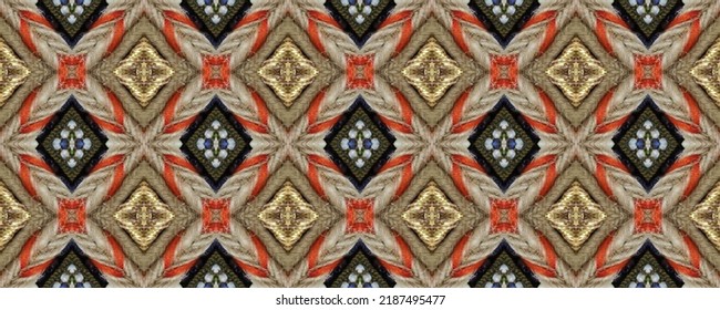 Seamless Ethnic Ornament. Armenian Retro. Woven Tapestry Beads. Wicker Aztec Embroidery. Rug Countryside Printed Motif. Retro Strips Spinning.