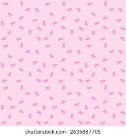 A seamless fabric pattern featuring soft pink ribbons symbolizing breast cancer awareness, set against a gentle pastel background. The design conveys compassion, support, and care for breast cancer 