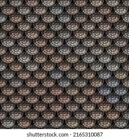 Seamless Fantasy Armour Texture. 3D Illustration. Metallic Pattern. Metal Plates Background.  Medieval Wallpaper. Textured Armor Surface.
