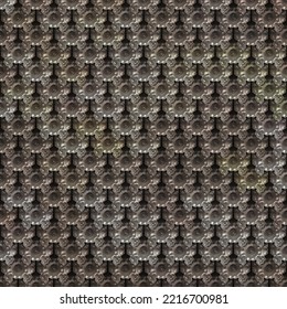 Seamless Fantasy Armour Texture. 3D Illustration. Metallic Pattern. Metal Plates Background.  Medieval Wallpaper. Textured Armor Surface.
