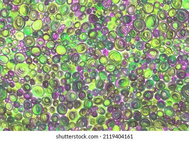 Seamless Fashion Pattern Bright Background Circles Balls Flowers Clearing Bubbles Green Purple Blue Foam Pencil Handmade Paper Summer Material Texture Comic Book Background