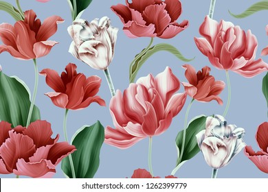 Seamless Fashion Pattern Tulip Flower Various Stock Illustration ...