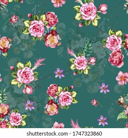 Seamless Floral Pattern Vintage Background Pink Stock Vector (Royalty ...