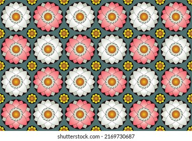 Seamless Floral Pattern Based On Sri Lankan Kandian Traditional Temple Roof Paintings