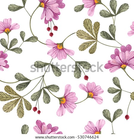 seamless floral pattern flowers leaves stock illustration 530746624