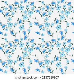 Seamless floral pattern on a white background small decorative flowers with leaves and intertwining stems on a white background for fabric design batiste, silk.