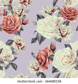 Seamless Floral Pattern Roses Watercolor Vector Stock Vector (royalty 