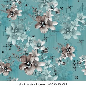  seamless floral pattern suitable for various applications, such as wallpaper or fabric printing. Mother collection pattern design.