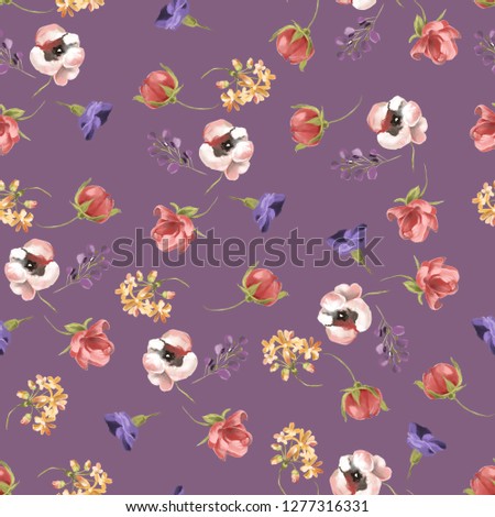 Seamless floral pattern, tileable pattern, textile, fashion background with flowers