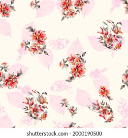 Seamless Flower Bunch Pattern Digital Background Stock Illustration ...