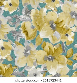 Seamless Flower and Leaf Pattern with Beautiful Color Harmony