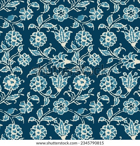 seamless flower pattern on navy background