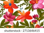Seamless flowers pattern. Hand draw abstract floral pattern.
