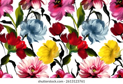 Seamless flowers pattern. Hand draw abstract floral pattern.