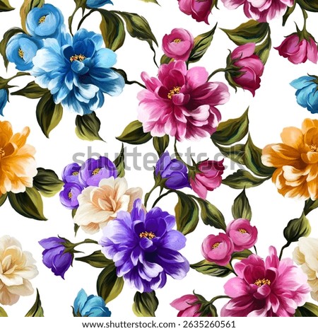Seamless flowers pattern. Hand draw abstract floral pattern.