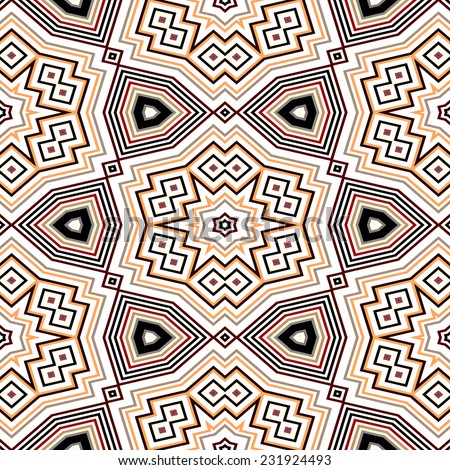 Seamless geometric pattern in black, orange and red spectrum