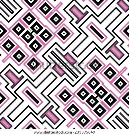 Seamless geometric pattern in black and pink - illustration