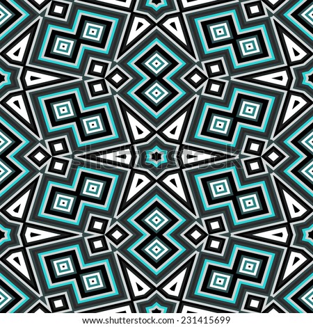 Seamless geometric pattern in black and turquoise - illustration