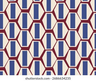A seamless geometric pattern of interlocking, overlapping patterns. Suitable for fabric, wallpaper, packaging, and backdrops.