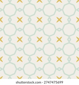 Seamless geometric pattern with octagons and crosses in pastel colors