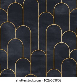 Seamless geometric pattern on paper texture. Art Deco background