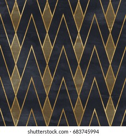 Seamless geometric pattern on paper texture. Art Deco background,