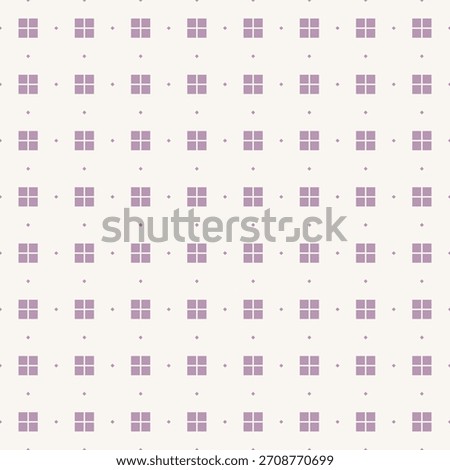 Seamless geometric pattern with purple squares on cream background