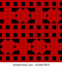 Seamless Geometric Red Crosses Pattern, Cross Pattern