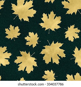 Seamless Gold Maple Leaf Pattern