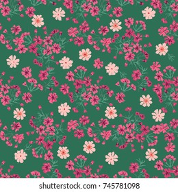 小さな白い背景に単純なかわいい パターン 暗い緑の背景に花 自由のスタイル Ditsyプリント 花柄のシームレスな背景 ファッションプリント用のエレガントなテンプレート のベクター画像素材 ロイヤリティフリー Shutterstock