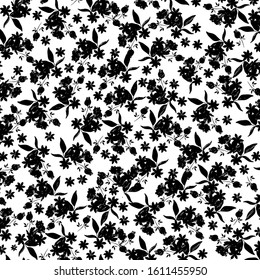 Tiny Flowers Seamless Pattern Vector Black Stock Vector (Royalty Free ...