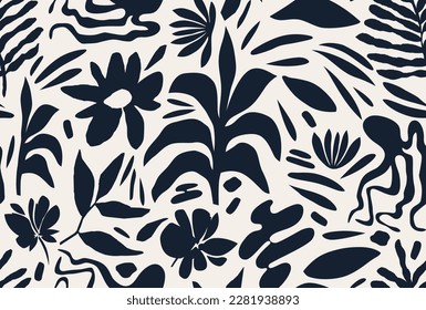 Seamless hand drawn minimal abstract organic shapes pattern. Collage contemporary print. Fashionable template for design. Design for fashion , fabric, textile, wallpaper, web, wrapping and all prints.