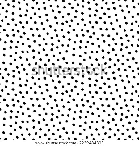Seamless hand drawn polka dot pattern. Artistic endless texture. Dotted digital paper. Textile tileable pattern. Black and white artistic doodle sketch seamless pattern fabric design