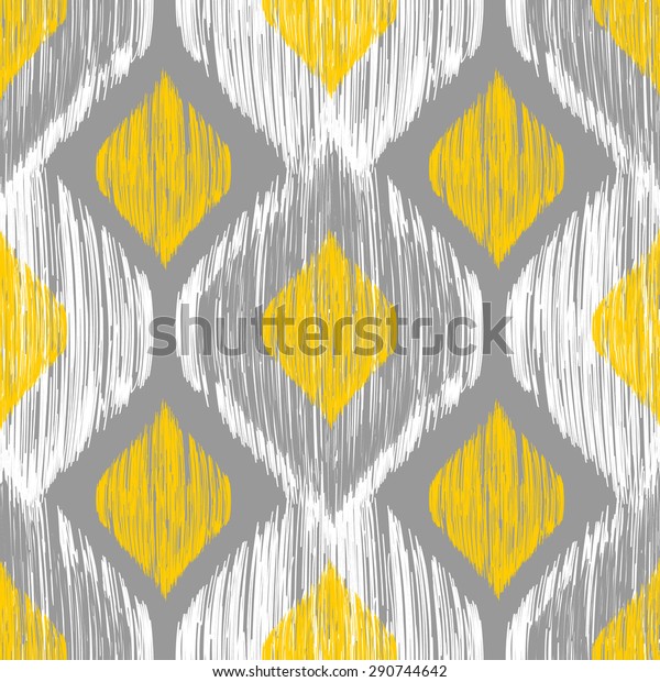 Seamless Ikat Pattern Yellow Grey Colors Stock Illustration 290744642