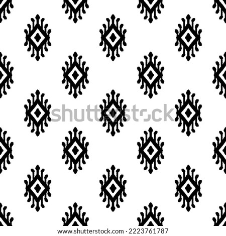Seamless ikat printing textile pattern for cloth, background, and pillow. Ikat pattern, ethnic pattern in folklore style, folk pattern, vintage design, Geometric Indian, motif, damask. textile print.