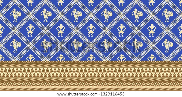 Seamless Indian Patola Border Design Stock Illustration 1329116453