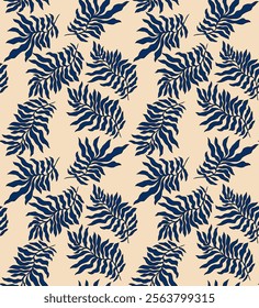 Seamless leaves pattern design on skin background 