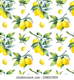 Seamless Lemon Pattern On White Background Stock Illustration 258015905 ...