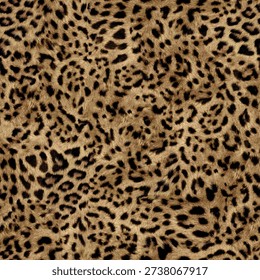 Seamless leopard fur pattern with natural golden tones and dark spots, ideal for textile design, fashion backgrounds, fabric prints, and stylish decorative surfaces.