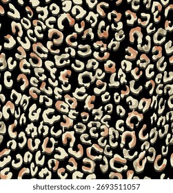 Seamless Leopard Print Pattern on Black Background
