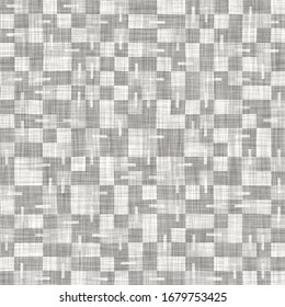 Seamless light grey woven doodle linen texture background. Flax hemp fiber natural pattern. Organic fibre close up weave fabric surface material. Ecru geometric natural cloth textured rough material