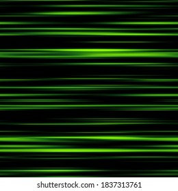 Seamless light trail pattern on black background. High quality illustration. Futuristic speed of light surreal glowing streaks. Blurred abstract highway traffic for background or wallpaper.