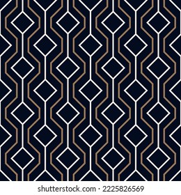 Seamless line background stylish all over stripe pattern abstract minimalist fabric print classy colorful ornament grid graphic style. Casual repeating textile design, white, gold, marine blue color - Powered by Shutterstock