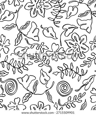 Seamless Line Floral Digital Pattern