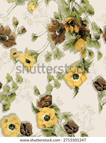Seamless Line Flower Pattern, Summer, Floral 